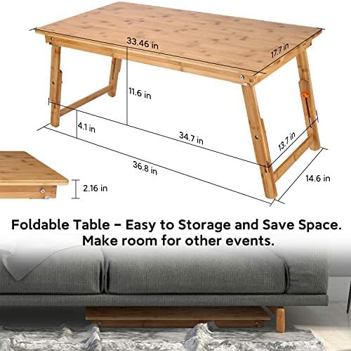 Nnewvante Large Floor Desk Foldable Tray for Adults, Bamboo 33.5 x 17.7in - Image 3