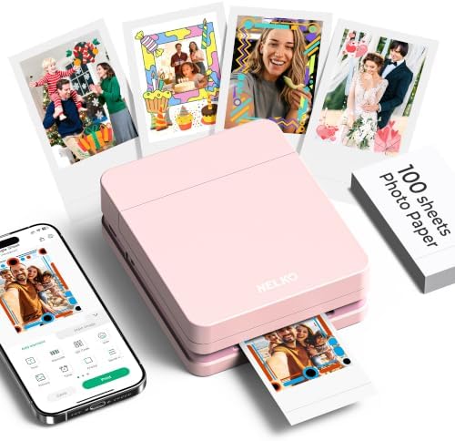 Nelko PP01 Photo Printer, 2x3 Portable Mini Printer with 100 Sheets, Pink by NELKO