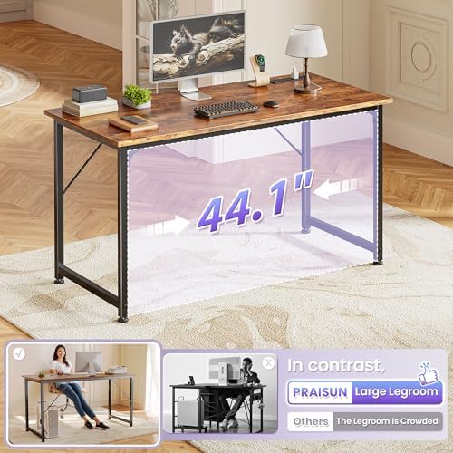 PRAISUN 47 X 20 Inch Computer Desk, Power Outlets, USB-C, Rustic Brown - Image 7