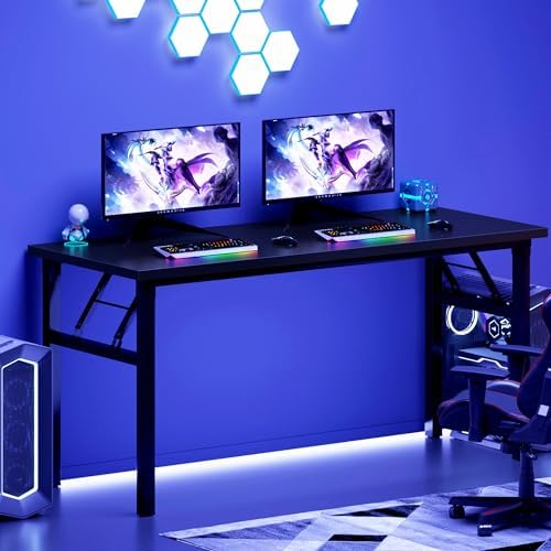Need Office Computer Desk 54.3 Inch Sturdy Folding Laptop Table Black - Image 2