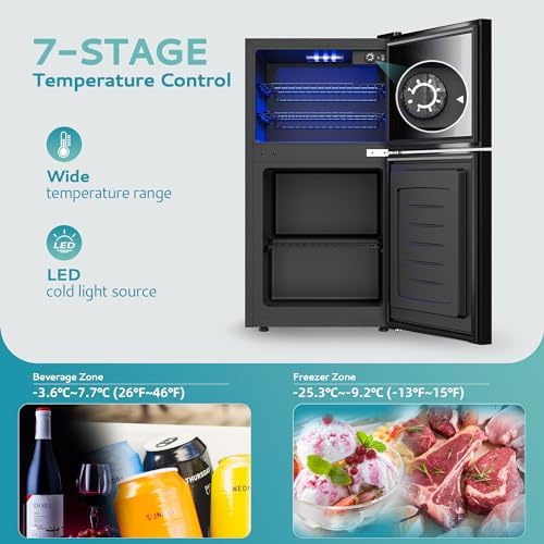 EUHOMY Double Door Mini Fridge With Freezer, Freestanding Mini Freezer - Image 5