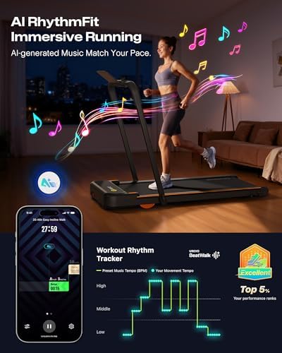 UREVO Strol 2E Smart 2-in-1 Folding Treadmill, Compact Walking Pad with Safety Handle, Plug and Play, Standing Desk Treadmill with Dual LED Display, Smart APP, Walking or Running for Home - Image 2