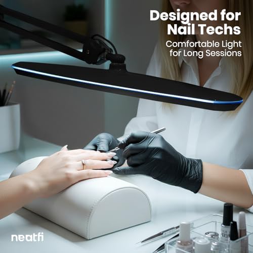 Neatfi XL 2,200 Lumens 24W LED Desk Lamp – 23” Wide Shade | Dimmable Eye-Caring Task Light | Adjustable Arm | Home Office, Study, Crafts & Nail Tech (Black, Non-CCT with Clamp) - Image 2