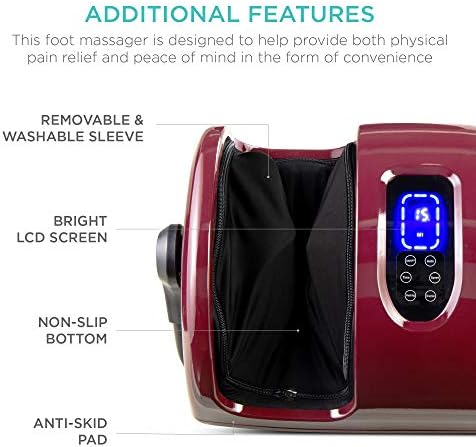 Best Choice Products Shiatsu Foot Massager with Heat for Plantar Fasciitis & Neuropathy, Kneading Foot & Calf Massager with Remote, 360° Adjustable Handle, Rolling & Compression Massage - Red - Image 6