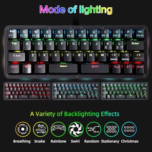 Koolertron 40% Gaming Keyboard, Compact RGB Backlit Mechanical Keypad - Image 5