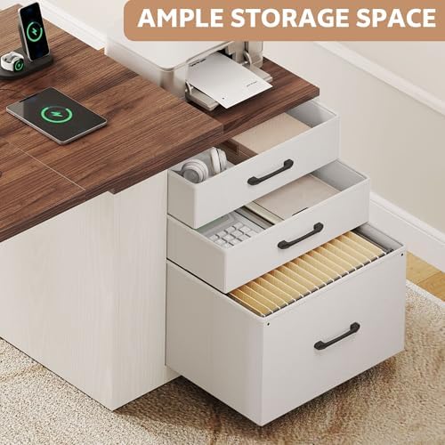 75.5'' Electric Standing Desk with Drawers Corner Desk White - Image 5