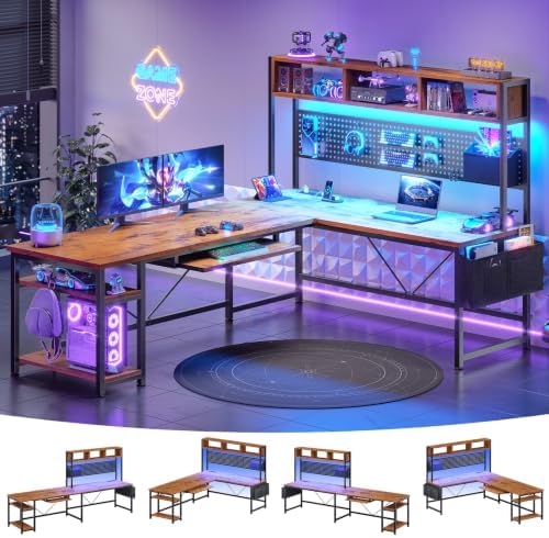 SEDETA L Shaped Computer Desk, Reversible Corner Desk with Power Outlet by SEDETA