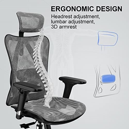 SIHOO M57 Ergonomic Office Chair, Mesh Back Desk Chair with 3D Armrests - Image 6