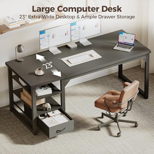 Mericonia 48 in Computer Desk with Drawer, 1" Thick Reversible Office Desk - Image 4