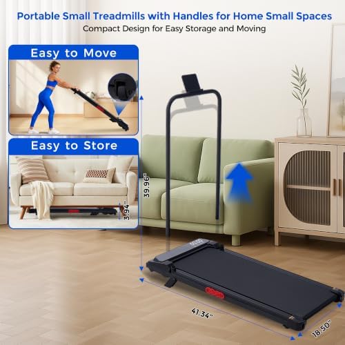 Portable Walking Pad Treadmills for Home with Handle Bar & Incline - Image 6