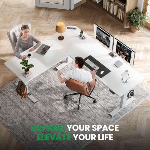 SIAGO 75x63 Inch L-Shaped Standing Desk with Charging Station Corner Desk - Image 2