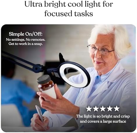 Brightech LightView PRO Magnifying Desk Lamp, 2.25x Light Magnifier, Adjustable Magnifying Glass with Light for Crafts, Reading, Close Work - Black - Image 3