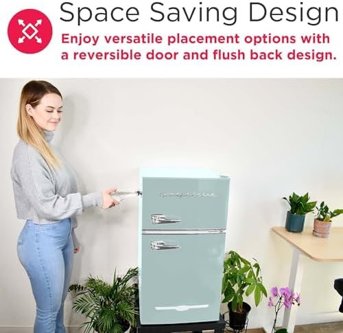 Frigidaire EFR840 Retro Mini Fridge with Freezer & Side Bottle Opener - Small 2 Door Refrigerator for Office Bar or College Dorm Room - 3.2 Cu Ft, Mint - Image 6