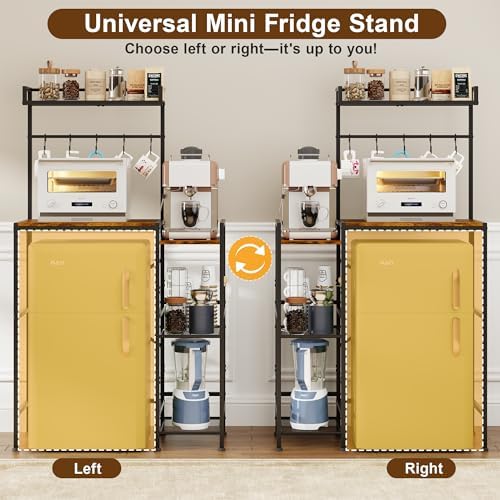 Over Mini Fridge Storage Shelf Fridge Stand for Dorm with 5 Lockable Hooks - Image 4