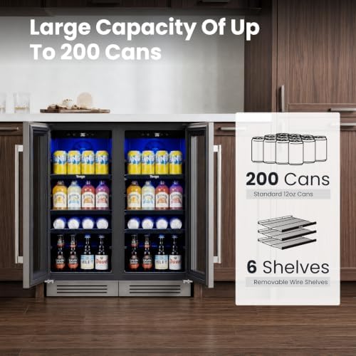 Yeego 30 Inch Beverage Refrigerator, 200 Can Beer Cooler with Glass Door - Image 3