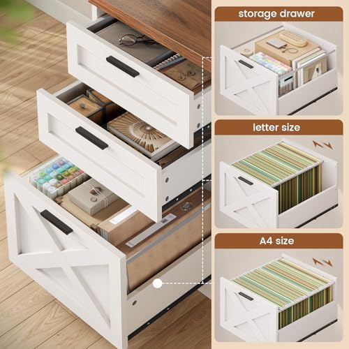 SEDETA 67" Farmhouse Executive L Shaped Desk with 3 Drawers - Image 3