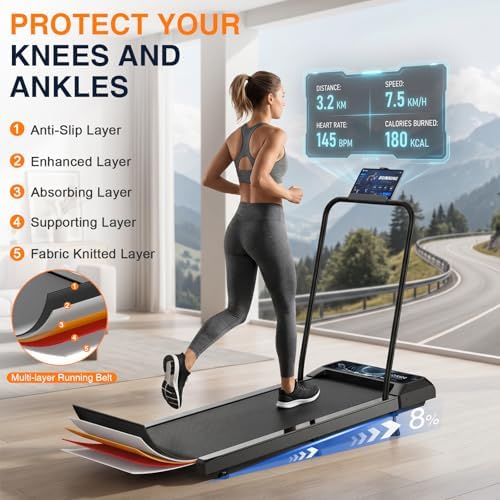 Walking Treadmill Pad with 0–5-8% Incline, 2.5HP | Compact Treadmill，Perfect for Running, Walking & Under-Desk Use，Quiet Operation for Home or Office - Image 6