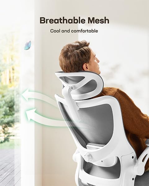 Marsail Ergonomic Office Chair: Office Computer Desk Chair with High Back Mesh and Adjustable Lumbar Support Rolling Work Swivel Task Chairs with Wheel 3D Armrests and Headrest - Image 5