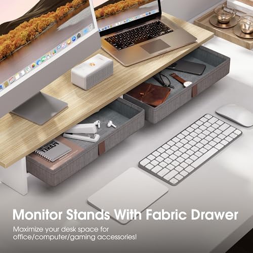 Fenge 35 Inch Monitor Stand with Drawer Storage, Computer Riser for Desk - Image 4