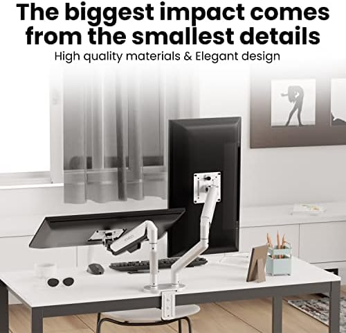 EVEO Premium Dual Monitor Mount 14"-35” Dual Monitor Arm VESA Bracket Adjustable Height Gas Spring Dual Monitor Stand, Screen Full Motion Dual Monitor Arm-Computer Monitor Stand for 2 Screens - White - Image 5