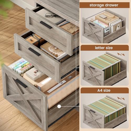 SEDETA 55.1" Farmhouse Office Desk with 3 Drawers for Home Office,Grey - Image 3