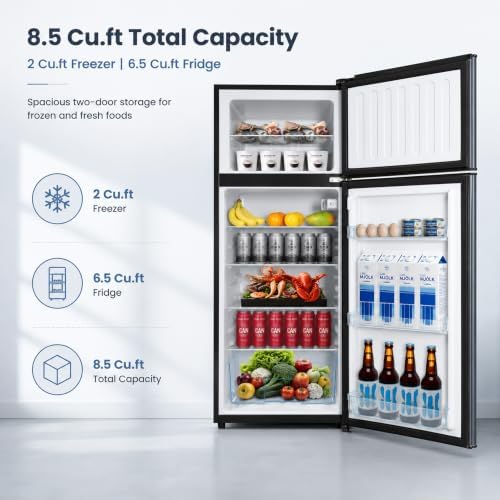 8.5 Cu.Ft Mini Fridge with Freezer, 2-Door Compact Refrigerator for Dorm/Office/Bedroom, Energy Efficient & Quiet, Blue - Image 3