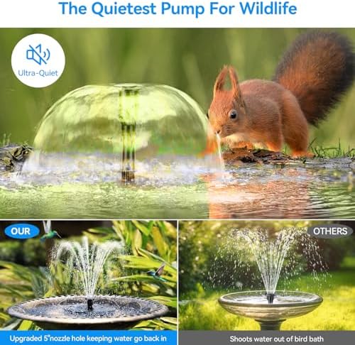 POPOSOAP 6.5W Solar Fountain Pump for Bird Bath Built-in 3000mAh Battery Backup, DIY Solar Water Fountain with Double-Layer Nozzles & Dry-Run Protection 5Ft Tubing for Ponds, Bird Bath, Water Features - Image 2