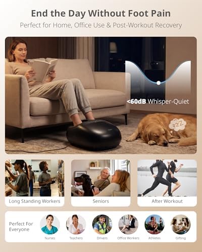 ibreo Shiatsu Foot Massager for Foot Neuropathy, Plantar Fasciitis, Pain Relief, Tired Relaxation, with Heat, Deep Rolling & Kneading Therapy, 360° Air Compression for Men Women Seniors Size Up to 13 - Image 3