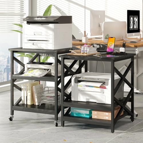 METYERRY 24"x23.6" Large Printer Stand with Power Outlet, 3 Tier Cart - Image 2
