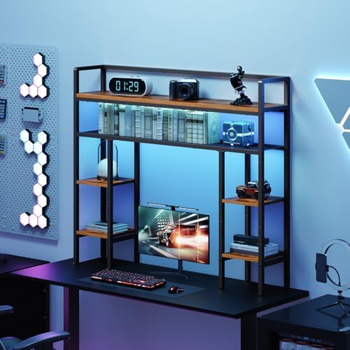 MAHANCRIS Desk Shelf, 43.3" Desk Hutch with Light Strip - Image 3