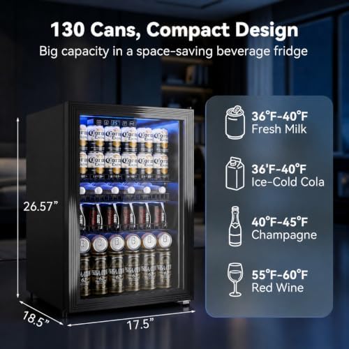 Manastin Beverage Refrigerator, 2.47 Cu.Ft Mini Fridge Beverage Cooler - Image 2