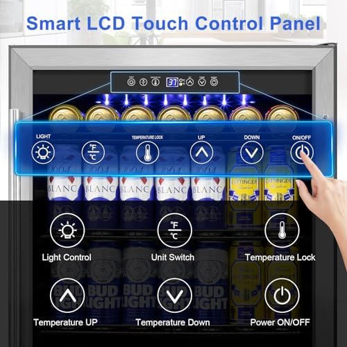 24" 200-Can Beverage Fridge, Under Counter/Freestanding with Glass Door - Image 5
