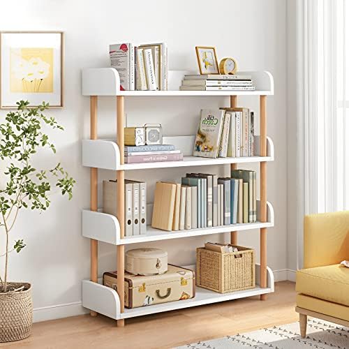 OSCHF 4-Tier Wooden Open Bookcase, Warm White by OSCHF