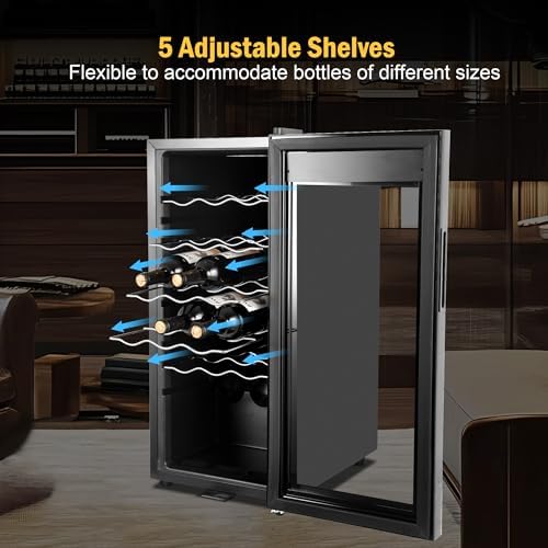 FoMup Wine Fridge 18 Bottles, Small Wine Cooler Refrigerator Freestanding with Digital Temperature Control Safety Lock, Frost Free for Red White Wine, Champagne - Image 4