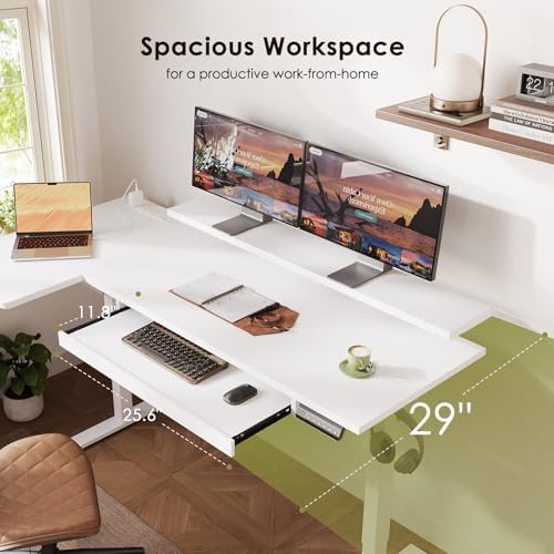 OffiGo 55 Inch Reversible L Shaped Electric Standing Desk, White - Image 4