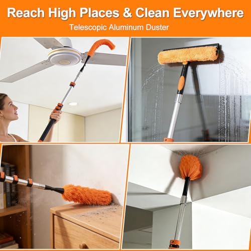 22FT Reach Duster Kit, Dual Lock for Ceiling Fan & Window Cleaning - Image 2