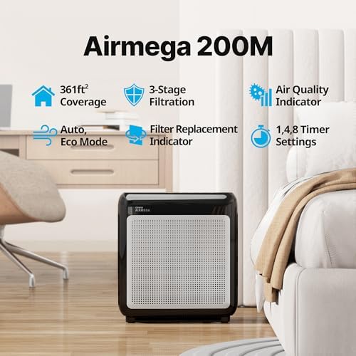 COWAY Air Purifiers for Home Up to 1,748 ft², HEPA Filter for Smoke, Allergies, Pet Dander, Odor, Air Quality Monitor, Auto & Eco Mode, Timer, Filter Indicator, 3yr Warranty, Airmega 200M Black - Image 2