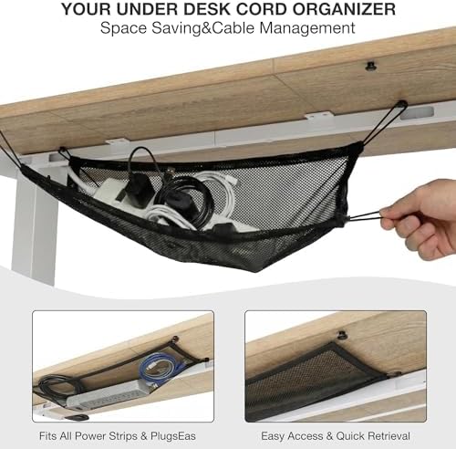 Acrolix 63x24 Electric Standing Desk with Cable Net, Oak - Image 5