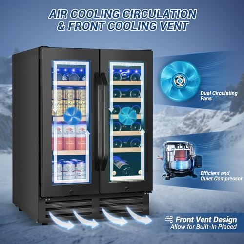 Velivi 24'' Wine and Beverage Refrigerator UnderCounter Fridge Dual Zone - Image 4