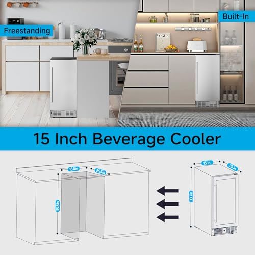 Feelfunn 15 Inch Beverage Refrigerator,126 Cans Outdoor Refrigerator - Image 5