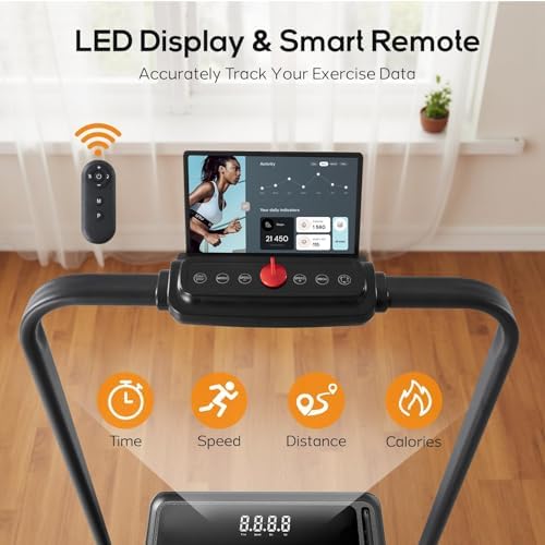 NEWBULIG Under Desk Walking Pad Treadmill, Portable Compact Electric Treadmill with Remote Control, Quiet Fitness Equipment & LED Display for Home & Office, Black&Sliver - Image 4