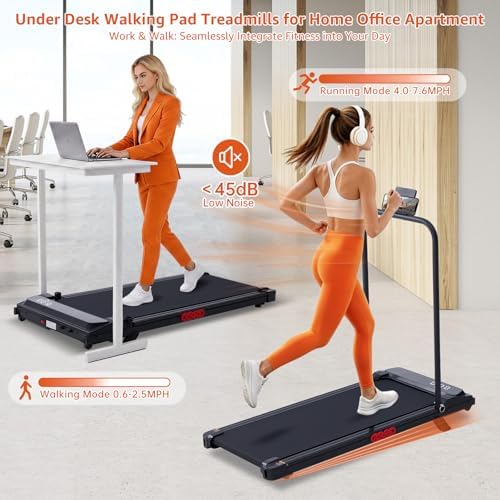 KASSADIN Small Walking Pad Treadmills with Handle Bar Incline for Home - Image 4