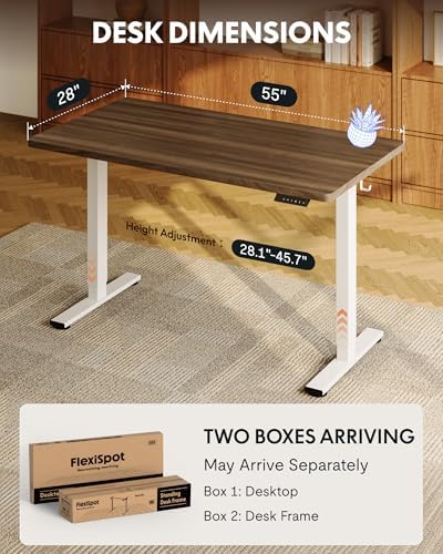 FLEXISPOT EN1 55"x28" One-Piece Standing Desk, Black Walnut - Image 5