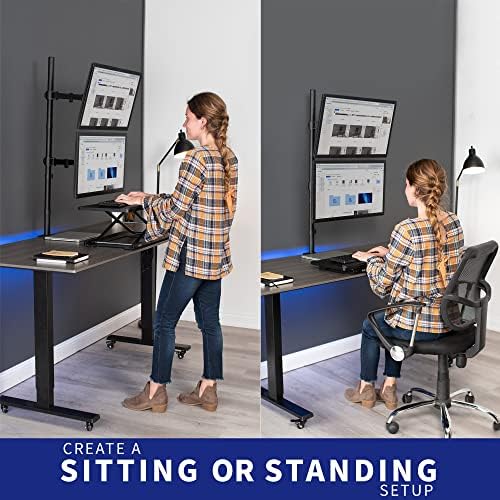 VIVO Extra Tall Vertically Stacked Dual Monitor Desk Mount Stand with 39 inch Stand-up Pole, Fully Adjustable Extended Arms, Fits 2 Screens up to 27 inches, STAND-V012T - Image 6