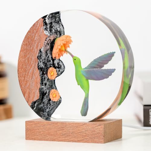 Hummingbird Resin Lamp, Handmade Resin Night Light for Home Office Decor - Image 2