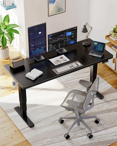 HUANUO 59 x 30 Inch 3-Stage Electric Standing Desk, Brushless Motor, Black - Image 2