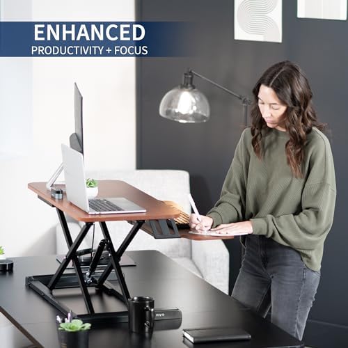 VIVO Dark Walnut 42 inch Standing Desk Converter, DESK-V042KA - Image 4