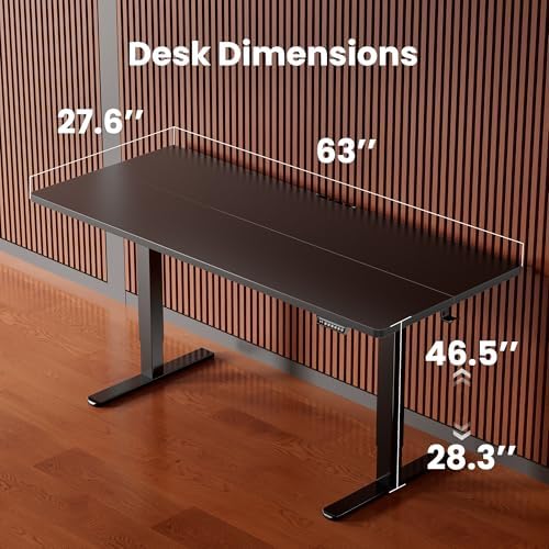 ErGear Height Adjustable Electric Standing Desk, 63 x 28 Inches Sit Stand up Desk, Memory Computer Home Office Desk, Black - Image 3