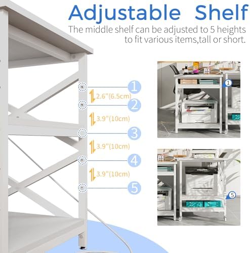 METYERRY 24"x23.6" Large Printer Stand with Power Outlet, 3 Tier Cart - Image 5