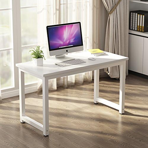 Tribesigns Modern Simple Computer Desk, 47 inch Office Desk Computer Table, Study Writing Study Desk for Home Office, White - Image 2